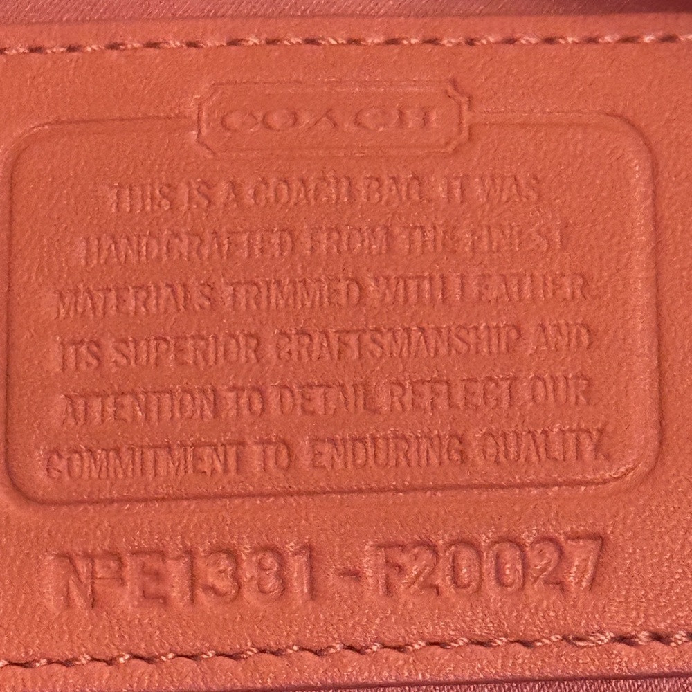 Coach Ashley Signature Tan Sateen,coral Leather Shoulder satchel Bag - Picture 9 of 11